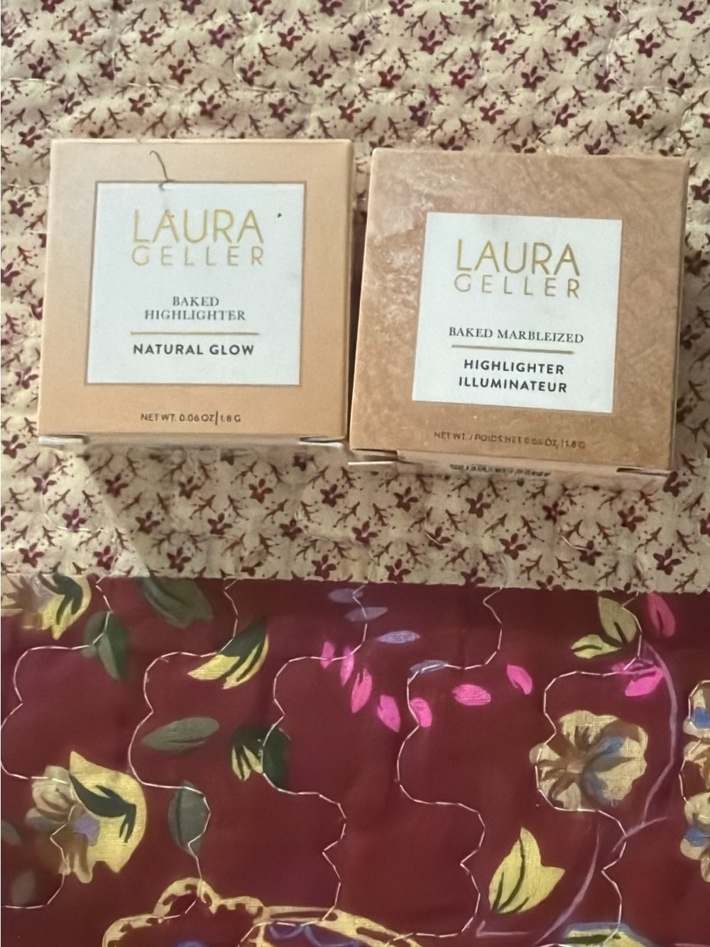 Laura Geller Baked Highlighters — Natural Glow & Marbleized Champagne Shades